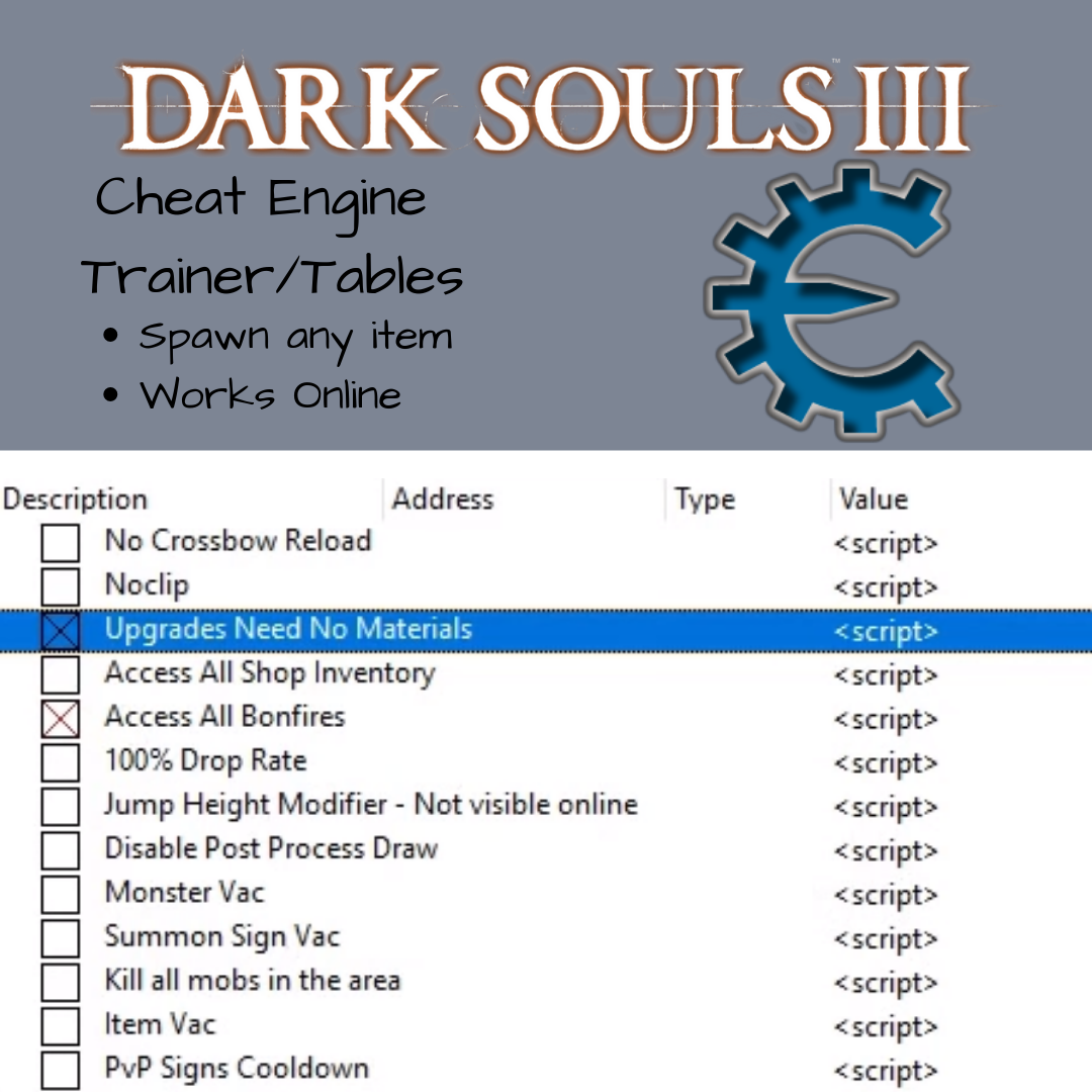 dark souls 3 cheat engine list